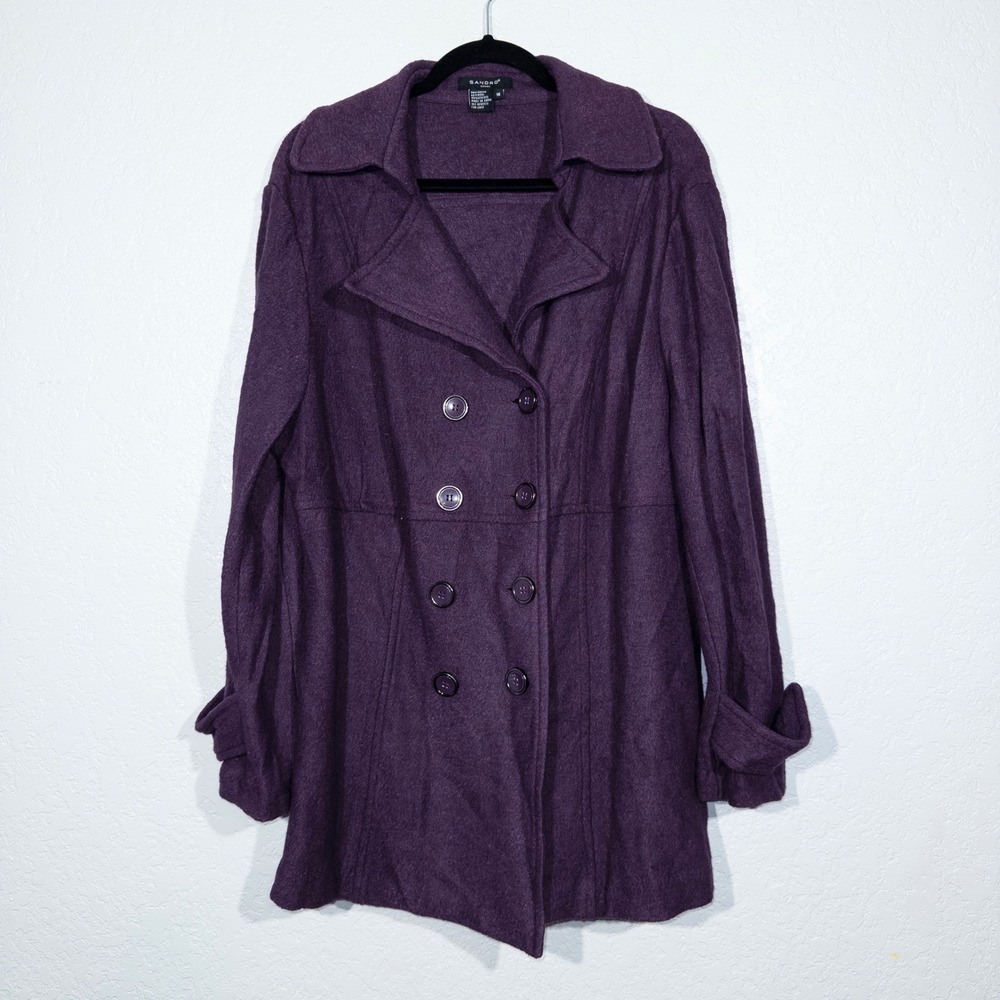 Sandro Purple Wool Blend Double Breasted Peacoat Size 1X